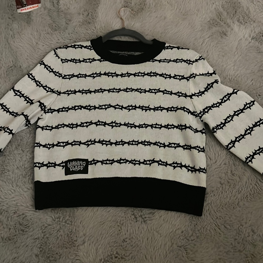 Lurking class skate brand barbed wire sweater cropped